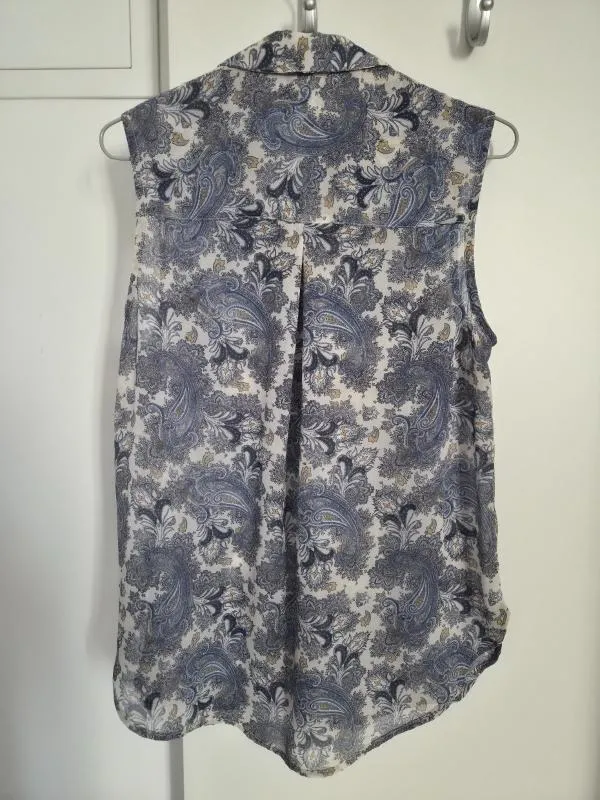 Cămașă H&M EU 38 | Albastru, Normal, Fără mâneci, Regular   Standard fit, Oriental & Paisley, Poliester - Image 2