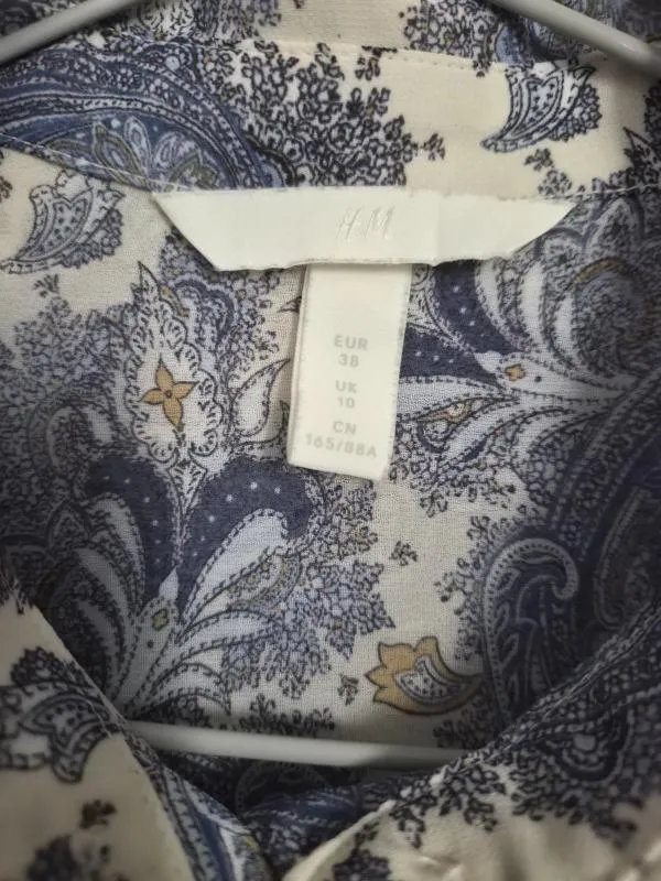Cămașă H&M EU 38 | Albastru, Normal, Fără mâneci, Regular   Standard fit, Oriental & Paisley, Poliester - Image 3