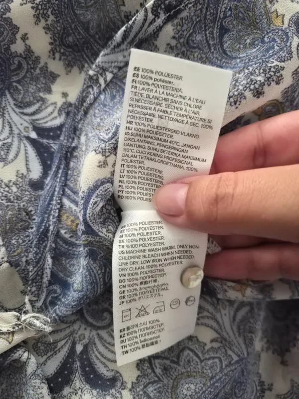 Cămașă H&M EU 38 | Albastru, Normal, Fără mâneci, Regular   Standard fit, Oriental & Paisley, Poliester - Image 4