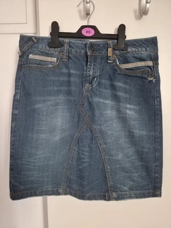 Fustă Mini Only M | Albastru, Talie medie, Dreaptă (Straight) fit, Monocrom, Denim - Image 7