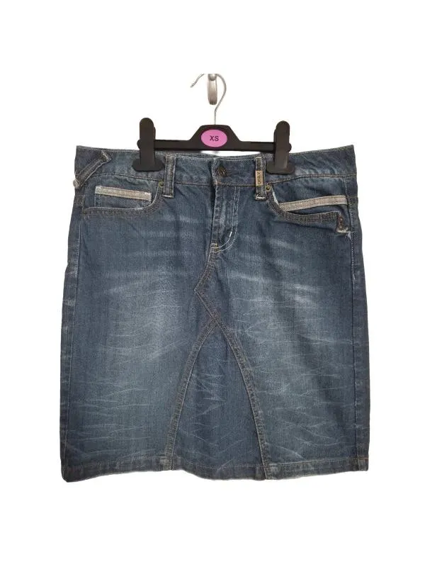 Fustă Mini Only M | Albastru, Talie medie, Dreaptă (Straight) fit, Monocrom, Denim