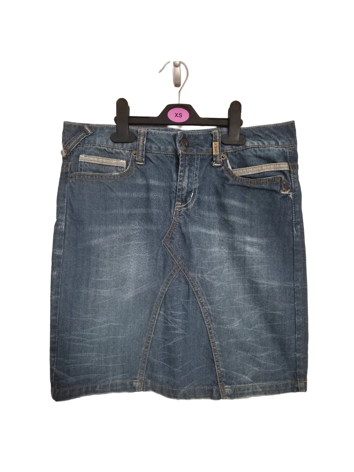 Fustă Mini Only M | Albastru, Talie medie, Dreaptă (Straight) fit, Monocrom, Denim