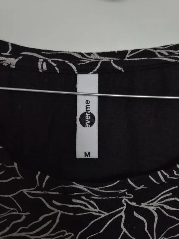 Tricou Ever.Me M | Negru, Normal, Regular Standard fit, Floral & Tropical, Bumbac - Image 3