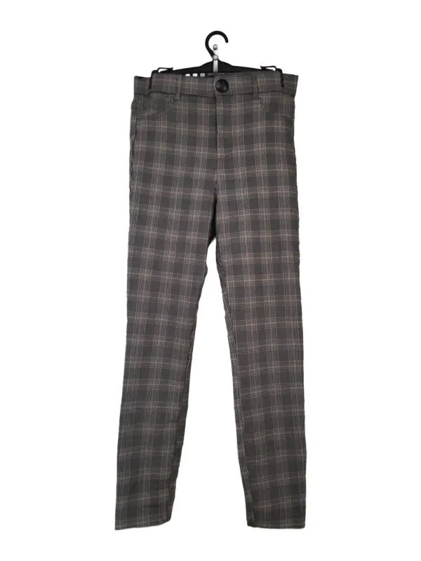 Pantaloni Skinny fit Zara M | Gri, Lungi, Talie medie, Clasici Casual, Carouri, Vâscoză