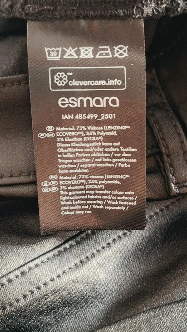 Pantaloni skinny fit Esmara EU 42 | Negru, Lungi, Talie înaltă, Clasici Casual, Monocrom, Vâscoză - Image 6