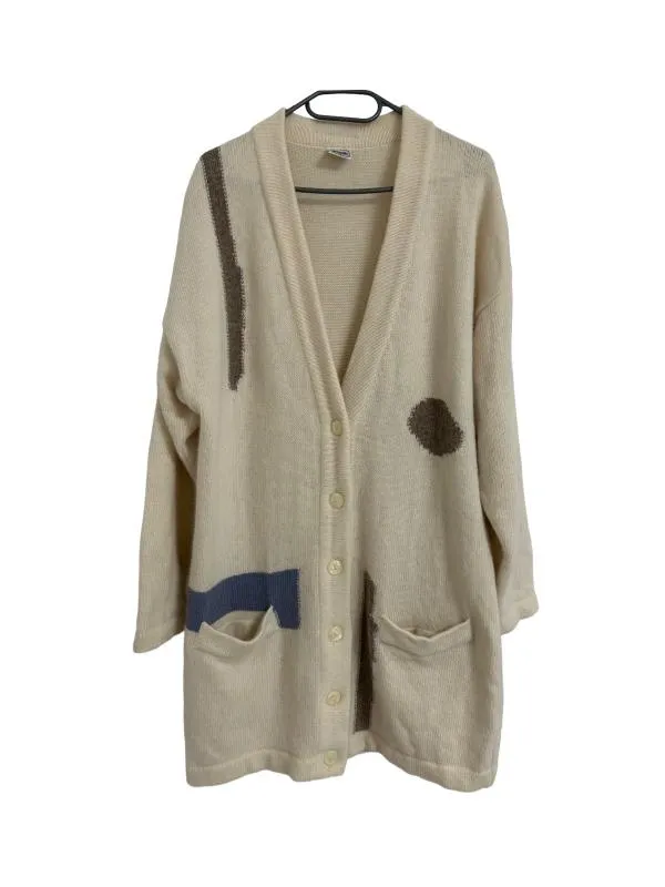 Cardigan Le Truc L | Crem, Lung, Regular Standard fit, Lână