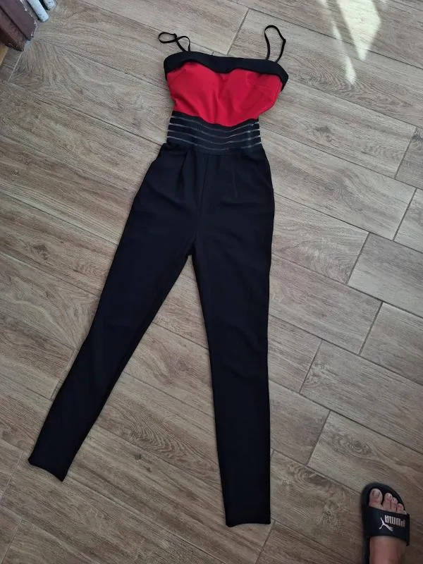 Salopetă lungă Abercrombie & Fitch S | Negru, Bretele subțiri, Transparent - Image 5