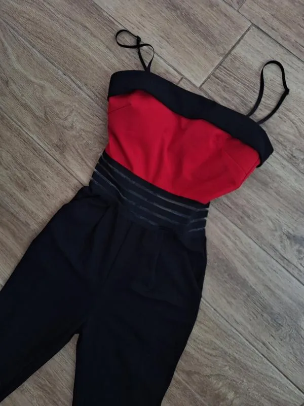 Salopetă lungă Abercrombie & Fitch S | Negru, Bretele subțiri, Transparent - Image 2