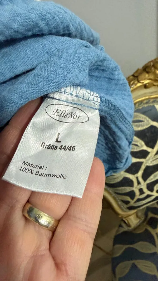 Cămașă ElleNor L | Bleu, Normal, Mânecă lungă, Relaxed Lejer fit, Bumbac - Image 4