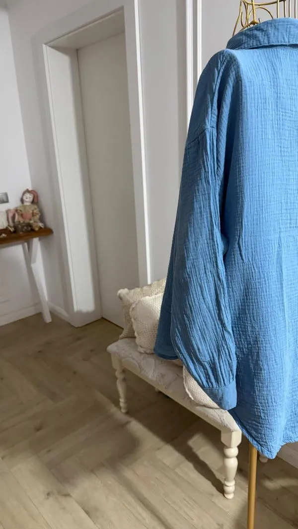 Cămașă ElleNor L | Bleu, Normal, Mânecă lungă, Relaxed Lejer fit, Bumbac - Image 3