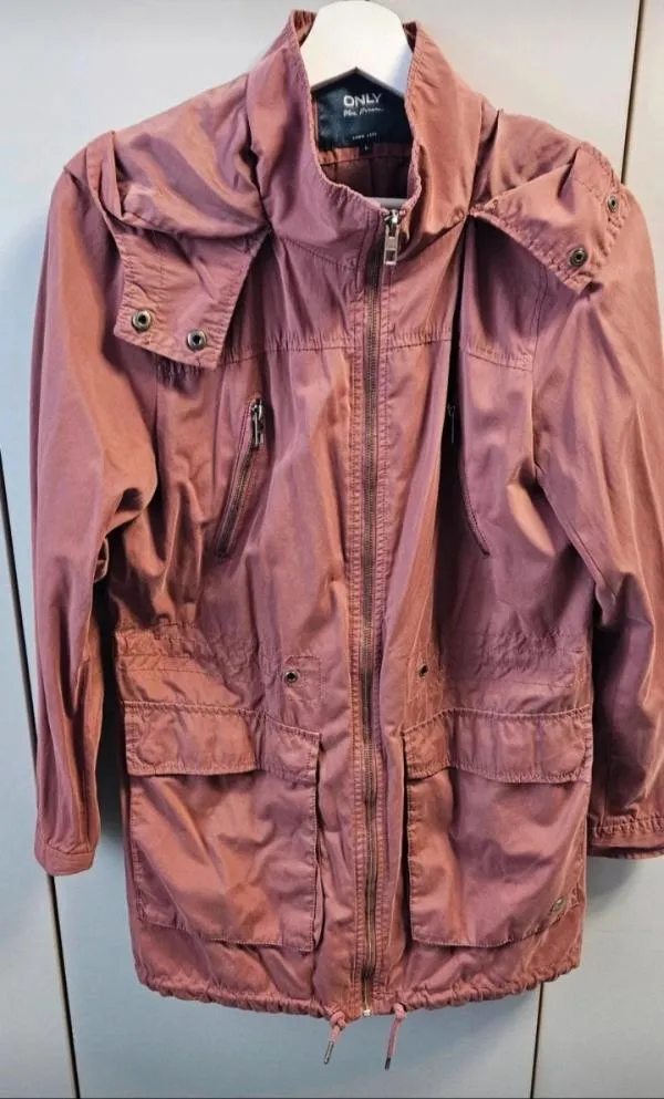 Geacă parka Only L | Roz, Cu glugă, Monocrom - Image 5