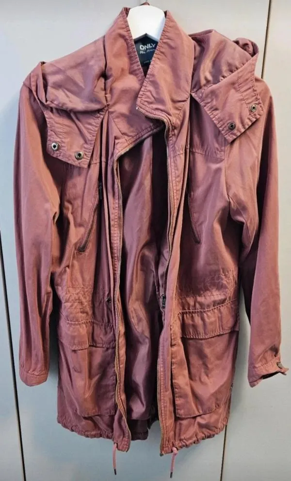 Geacă parka Only L | Roz, Cu glugă, Monocrom - Image 3