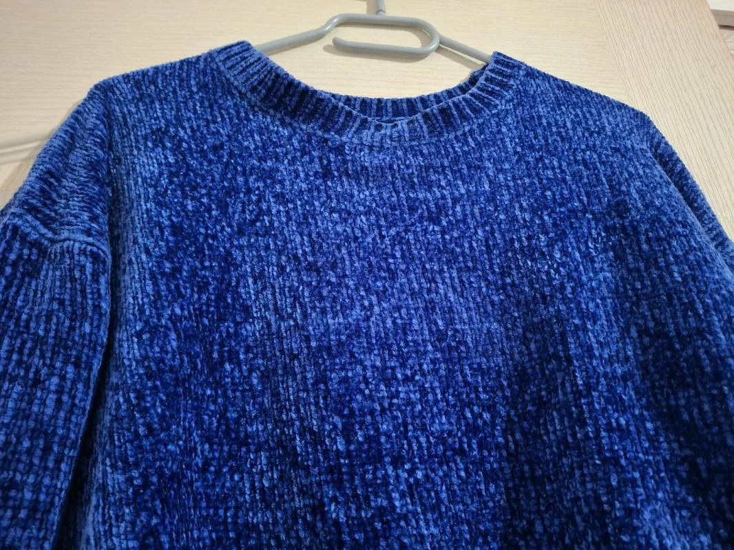 Pulover la baza gâtului Sinsay S | Albastru, Normal, Regular Standard fit, Monocrom - Image 2