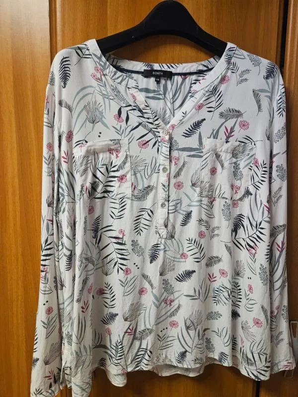 Bluză Bonita EU 48 | Alb, Normal, Mânecă lungă, Regular   Standard fit, Floral & Tropical - Image 7