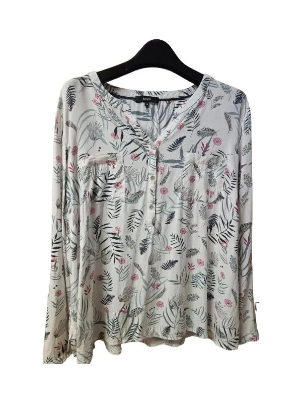 Bluză Bonita EU 48 | Alb, Normal, Mânecă lungă, Regular Standard fit, Floral & Tropical