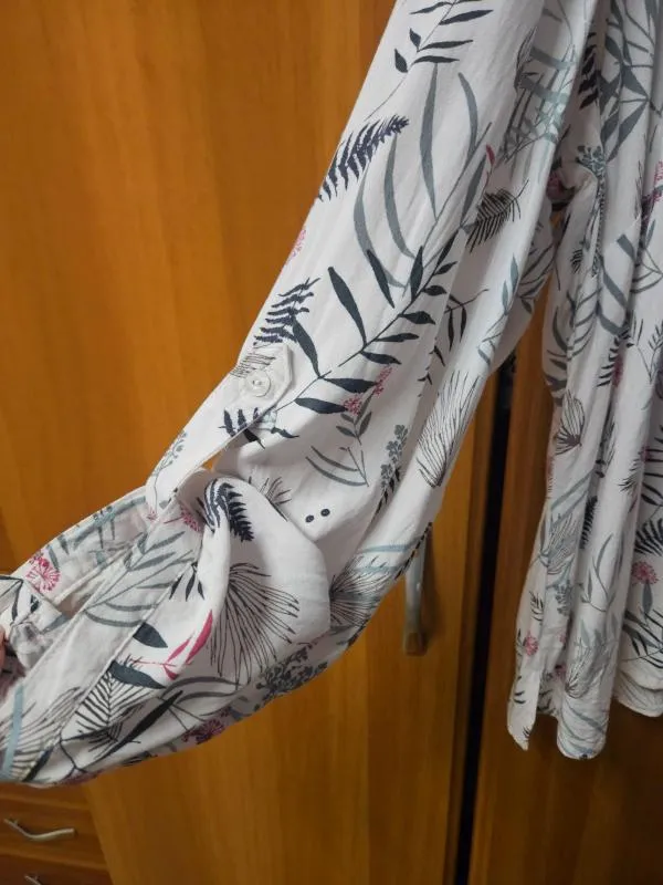 Bluză Bonita EU 48 | Alb, Normal, Mânecă lungă, Regular   Standard fit, Floral & Tropical - Image 5