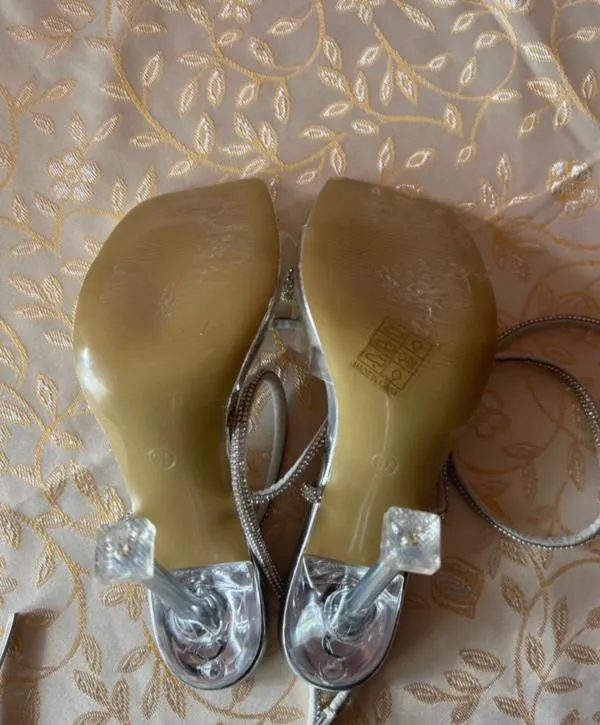 Sandale cu toc înalt stiletto baretă Shein EU 37 | Argintiu - Image 4