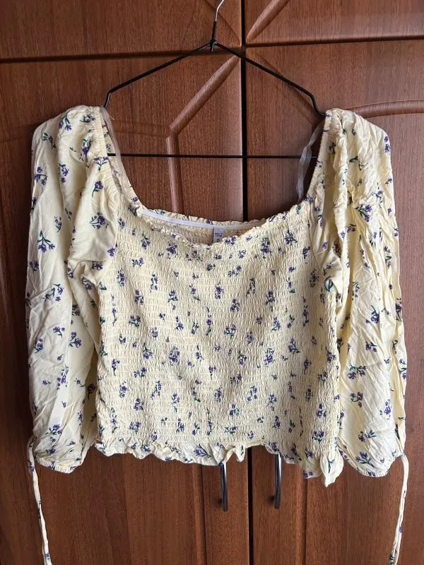 Bluză FB Sister S | Galben, Normal, Mânecă trei sferturi, Regular   Standard fit, Buline & Imprimeuri mici, Vâscoză - Image 8