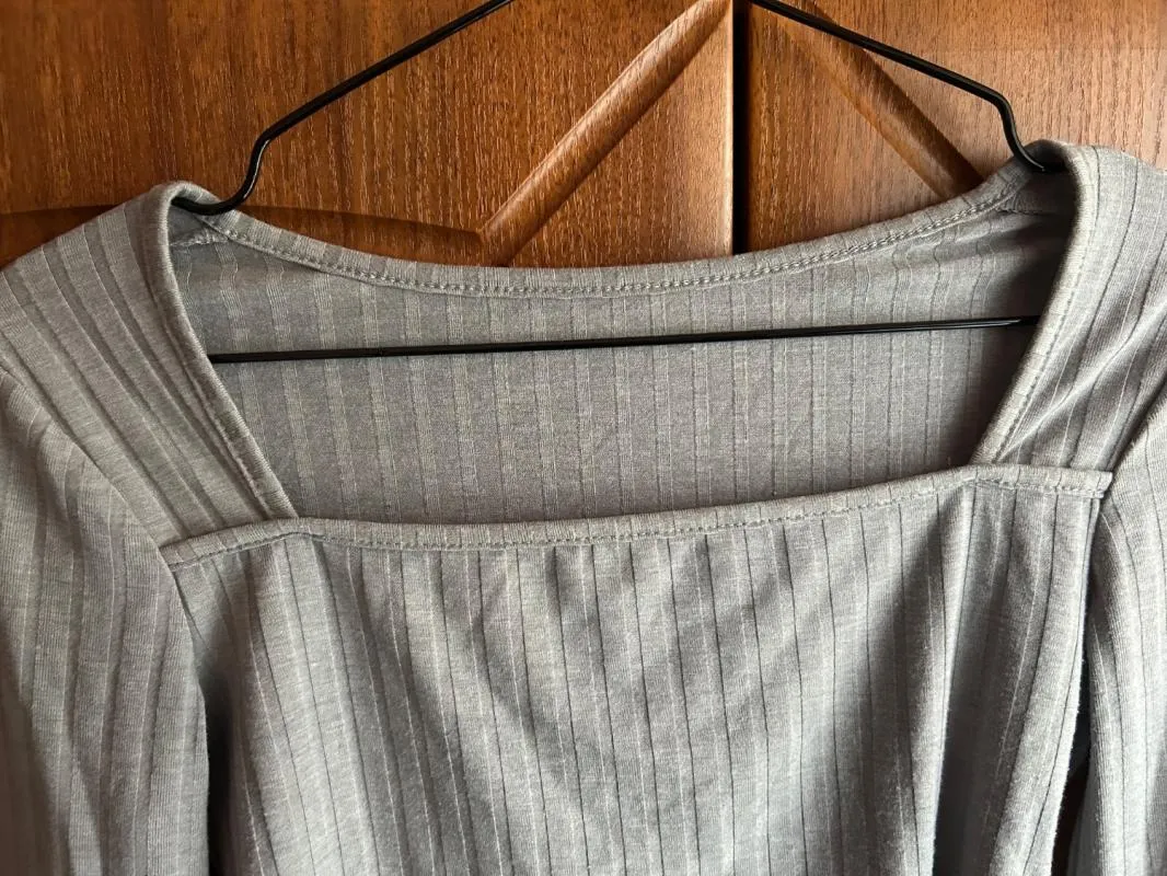 Bluză Cropped (Scurt) Shein S | Gri, Mânecă lungă, Regular   Standard fit, Poliester - Image 2