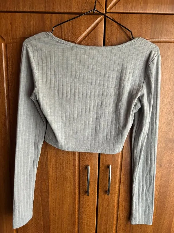 Bluză Cropped (Scurt) Shein S | Gri, Mânecă lungă, Regular   Standard fit, Poliester - Image 3
