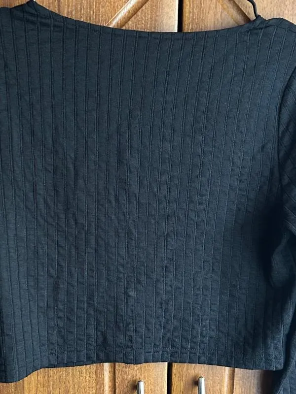 Cardigan Cropped (Scurt) H&M M | Negru, Regular   Standard fit, Poliester - Image 4