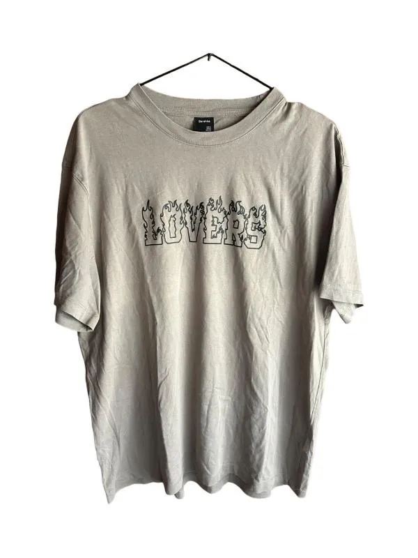 Tricou cu imprimeu Bershka S | Gri, Bumbac