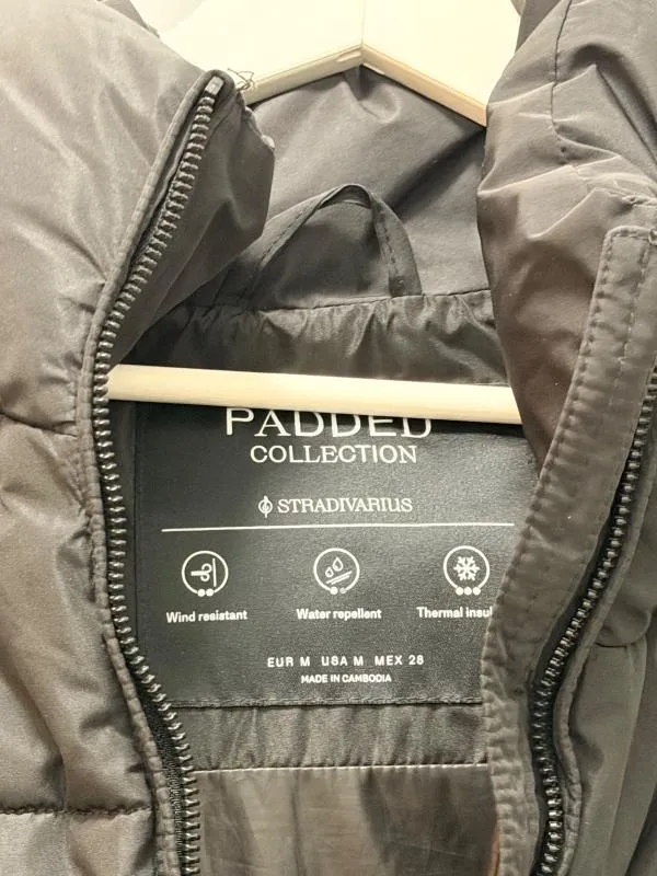 Geacă de iarnă Stradivarius M | Negru, Cu glugă, Poliester - Image 3