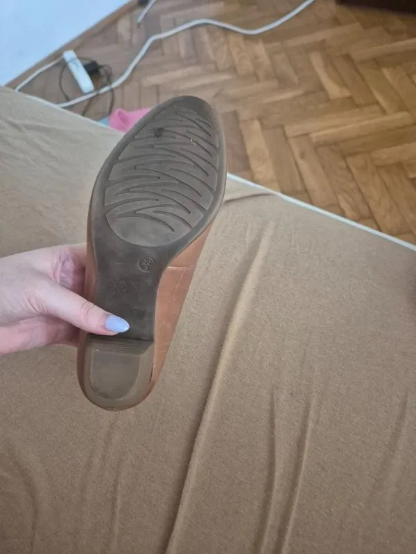 Pantofi cu toc mic gros slip-on 5th Avenue EU 36 | Caramel - Image 2