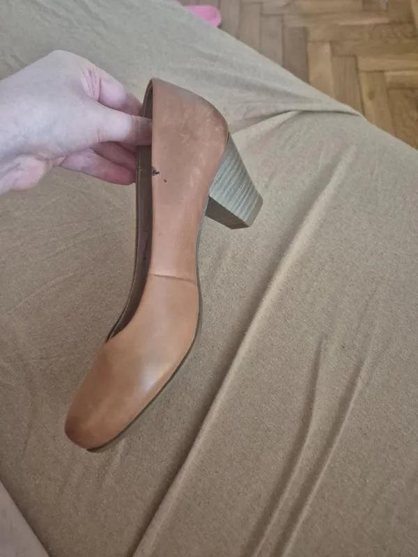 Pantofi cu toc mic gros slip-on 5th Avenue EU 36 | Caramel - Image 3