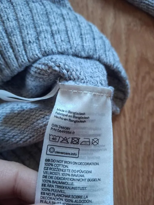 Pulover H&M Băieți 8 ani (123-128 cm) | Gri, Monocrom, Bumbac - Image 5