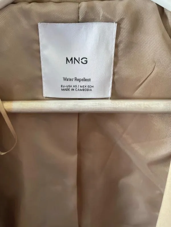 Trenci Mango XS | Bej, Fără glugă, Monocrom - Image 6