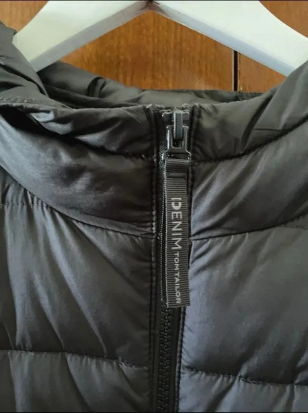 Geacă puffer Tom Tailor M | Negru, Cu glugă, Monocrom - Image 3