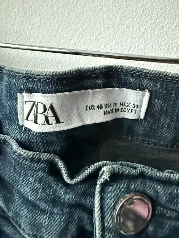 Blugi Zara L | Bleumarin, Lungi, Talie înaltă, Regular (Standard) fit, Prespălați Cu umbre - Image 4