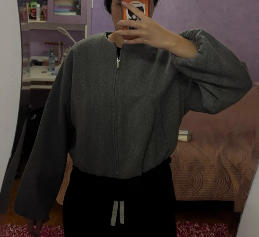 Geacă bomber Zara M | Gri, Fără glugă, Poliester - Image 4