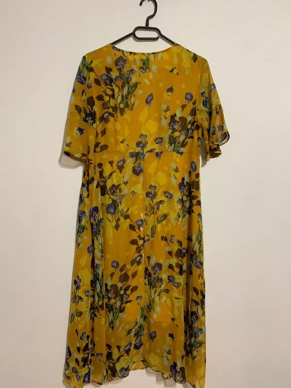 Rochie de vară Maxi L | Galben, Mânecă scurtă, Curvy, Floral & Tropical, Vâscoză - Image 2