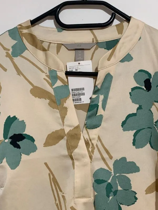 Rochie de vară Midi H&M L | Bej, Mânecă lungă, Floral & Tropical, Poliester - Image 6