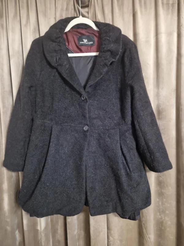Palton Saint Jacques XL | Negru, Fără glugă, Lână - Image 2