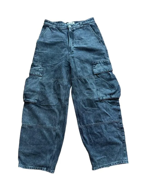 Blugi Wide Leg fit Pull&Bear M | Negru, Lungi, Talie înaltă, Clasici Simpli