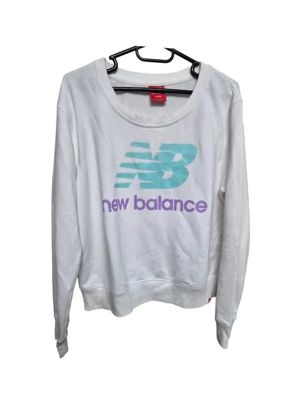 Bluză sport New Balance L | Alb, Logo, Bumbac