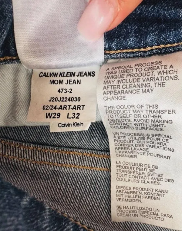 Blugi Mom fit Calvin Klein M | Albastru, Lungi, Talie înaltă, Clasici Simpli - Image 4