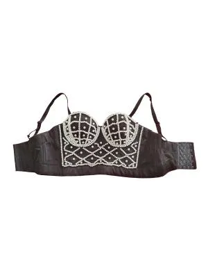 Top tip corset Cropped (Scurt) XS | Negru, Regular Standard fit, Pietre decorative, Poliester