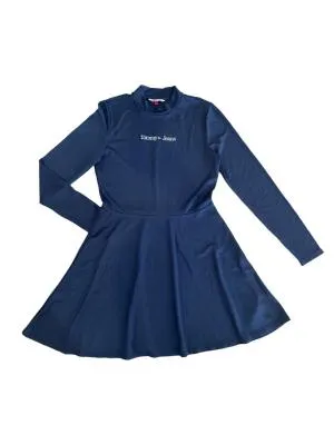Rochie casual Midi Tommy Hilfiger L | Bleumarin, Mânecă lungă, Logo, Bumbac