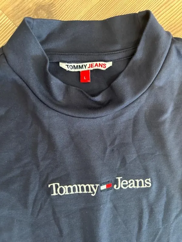 Rochie casual Midi Tommy Hilfiger L | Bleumarin, Mânecă lungă, Logo, Bumbac - Image 4