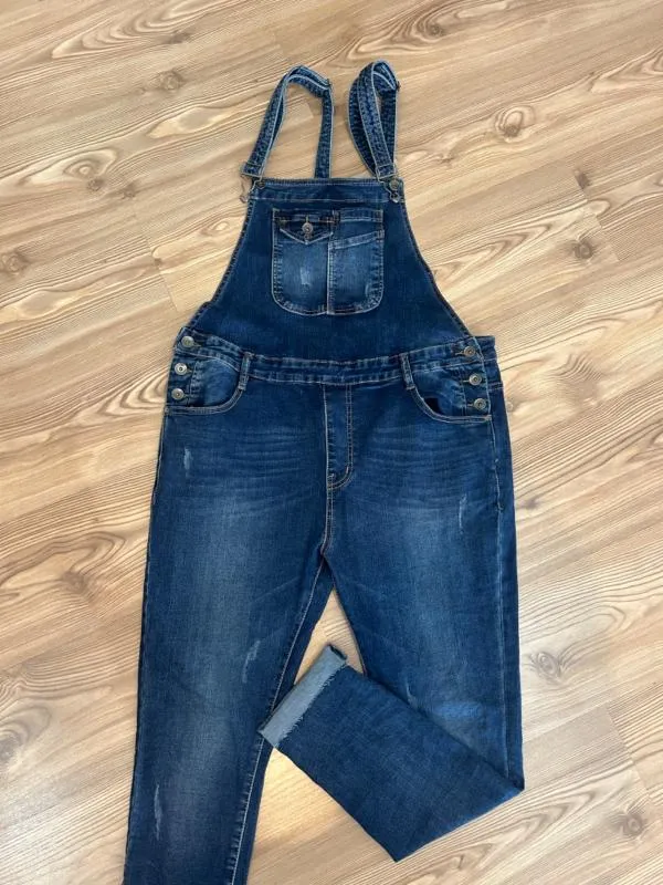 Salopetă Lungă XL | Albastru, Bretele subțiri, Denim - Image 2