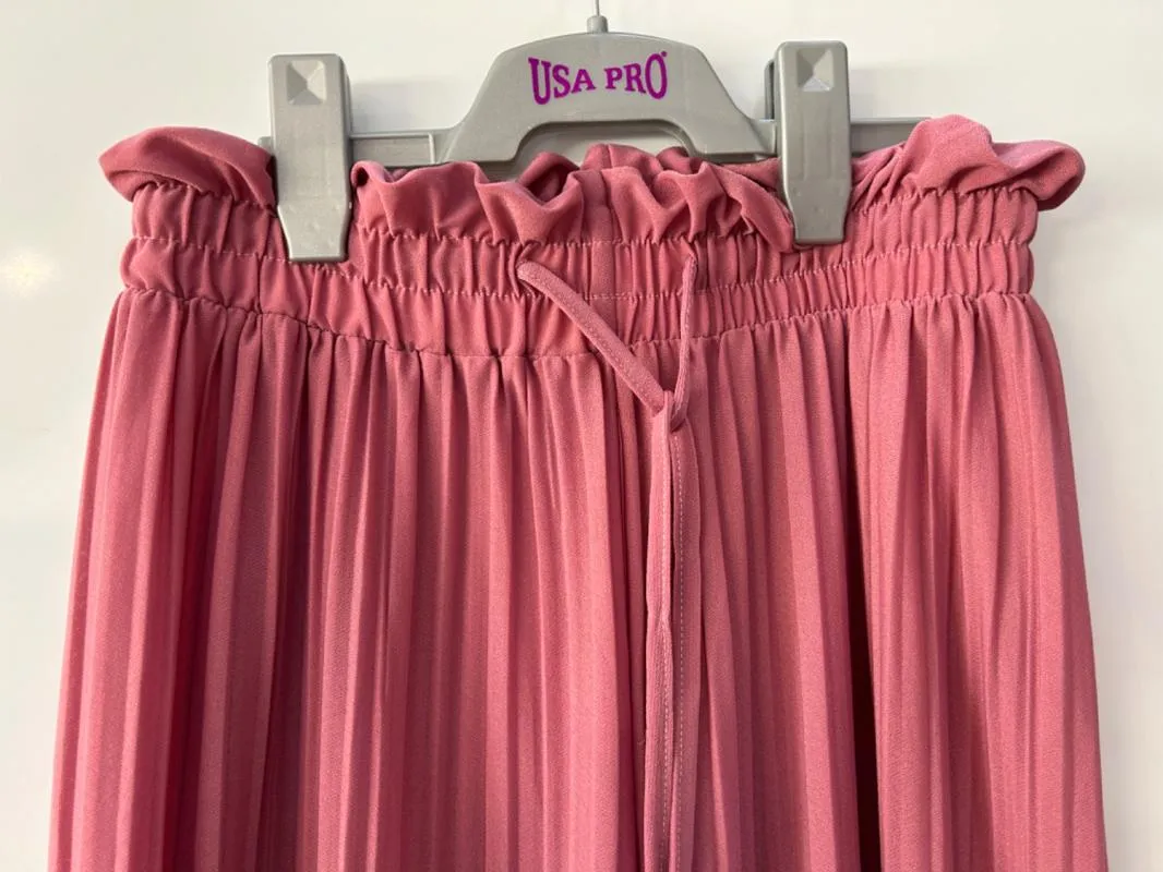 Pantaloni Wide Leg fit S-M | Roz, Lungi, Talie înaltă, Clasici Casual, Poliester - Image 4