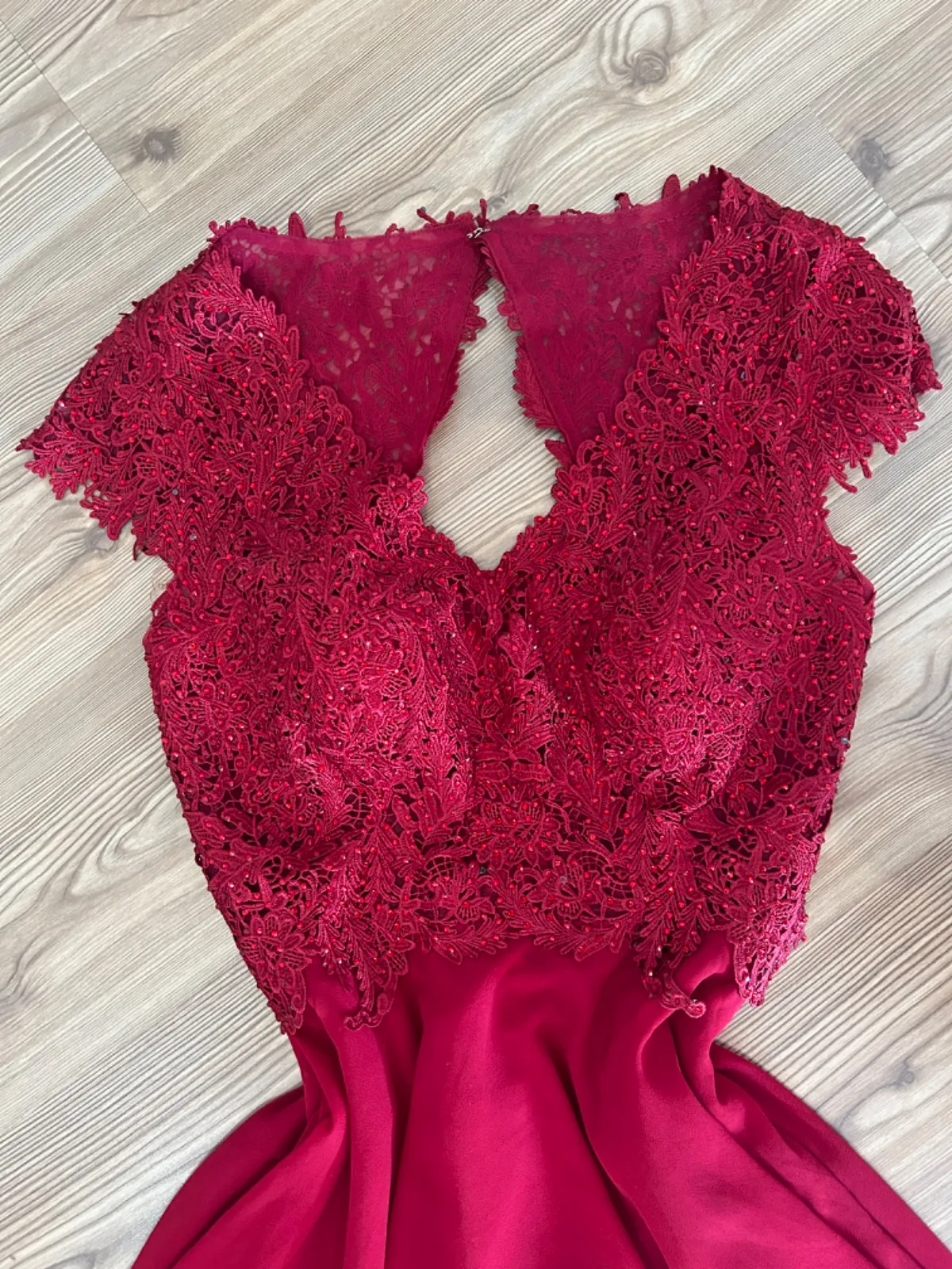 Rochie de ocazie Maxi M | Roșu, Fără mâneci, Pietre decorative, Poliester - Image 2