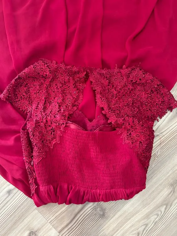 Rochie de ocazie Maxi M | Roșu, Fără mâneci, Pietre decorative, Poliester - Image 5