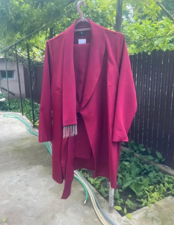 Costum cu sacou și pantaloni M | Burgundy - Image 5