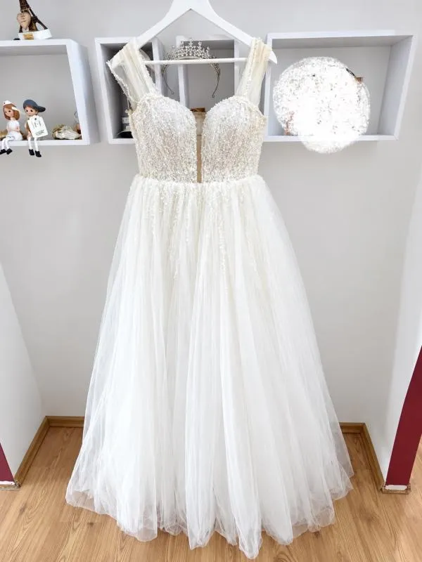 Rochie de ocazie Maxi M | Alb, Fără mâneci, Pietre decorative, Poliester - Image 10