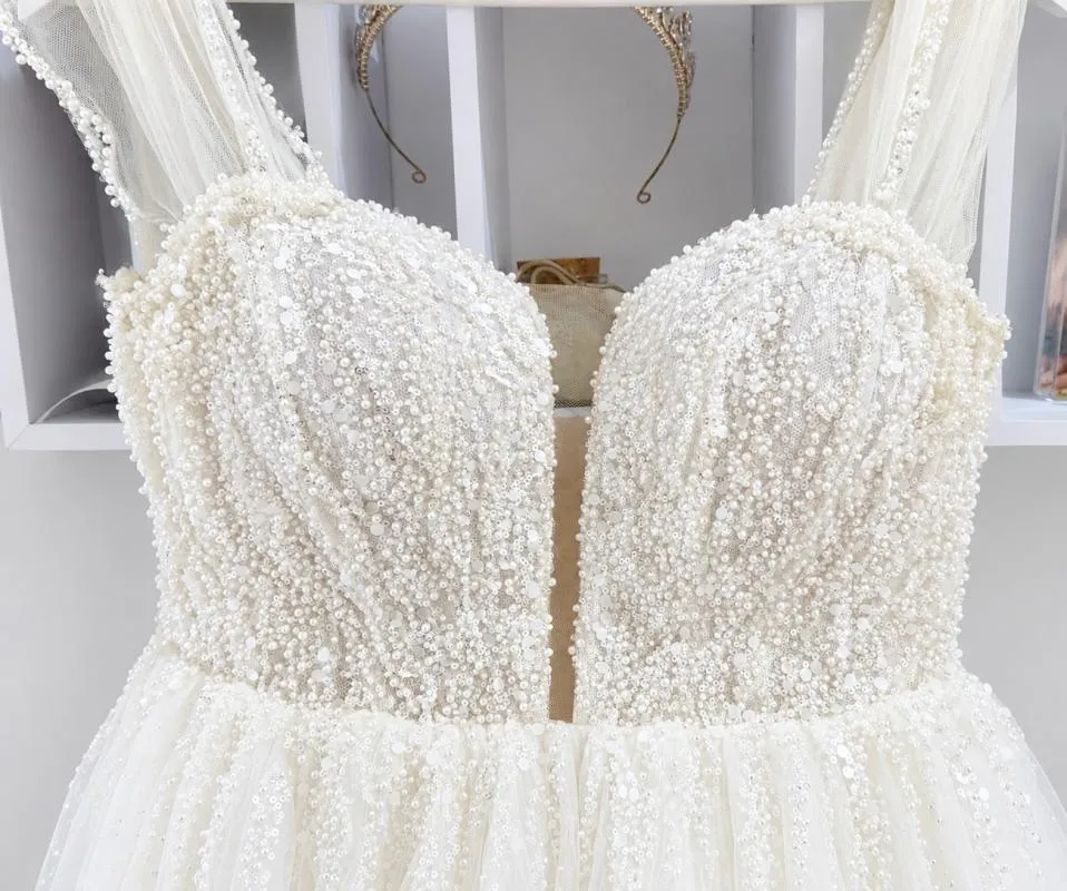 Rochie de ocazie Maxi M | Alb, Fără mâneci, Pietre decorative, Poliester - Image 11